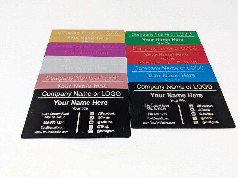 Metal Business Cards, Custom Personalized Laser Engraved Identification Cards