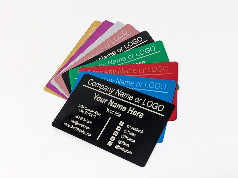 Metal Business Cards, Custom Personalized Laser Engraved Identification Cards