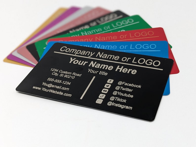 Metal Business Cards, Custom Personalized Laser Engraved Identification Cards