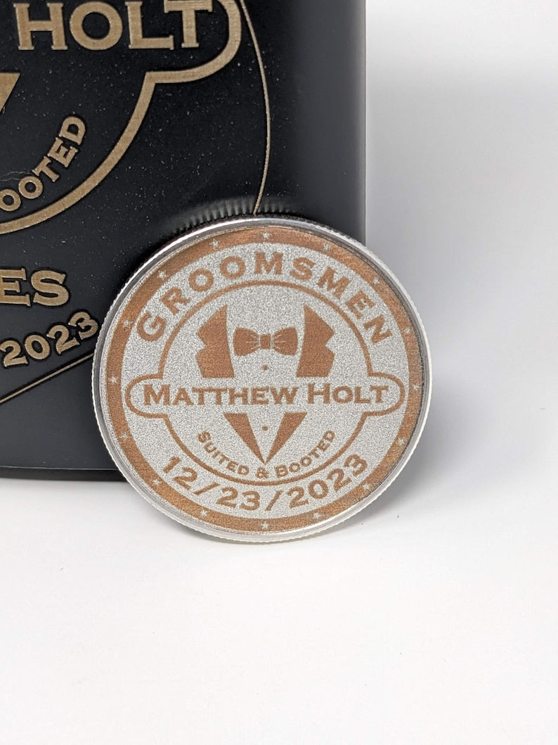 Best Man Challenge Coin, Groomsmen Engraved Personalized Medal