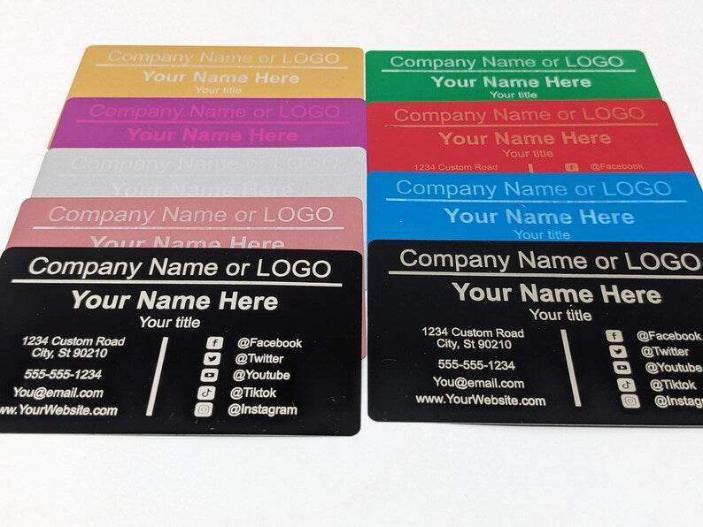 Metal Business Cards, Custom Personalized Laser Engraved Identification Cards