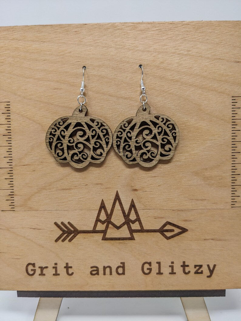 Laser-Cut Pumpkin Earrings - Precision Craftsmanship Meets Autumn Charm